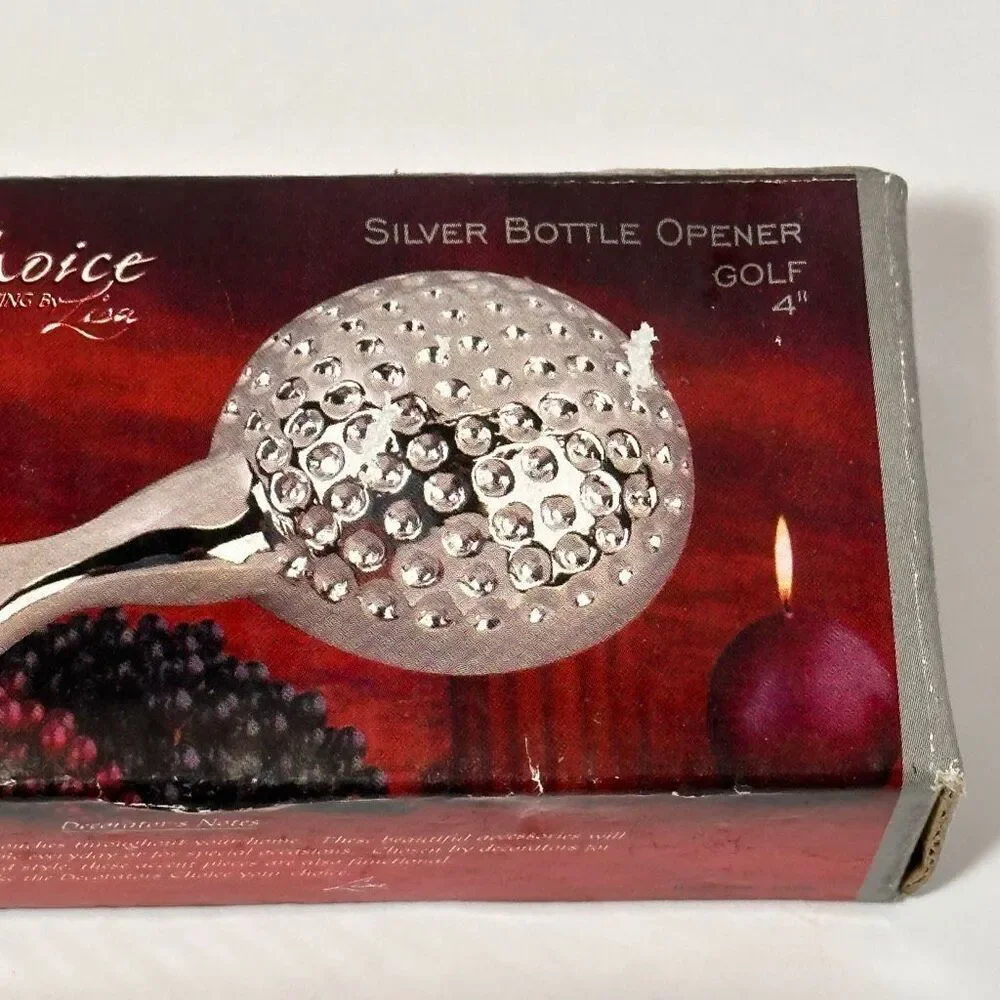 Vintage Davco Decorators Choice Silver-Plated Golf Ball Bottle Opener